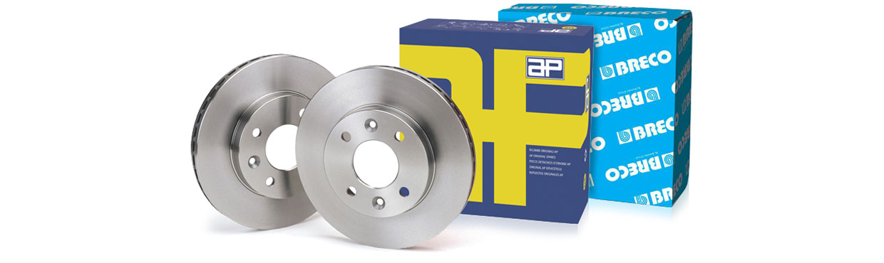AP and Breco brand brake discs and packaging
