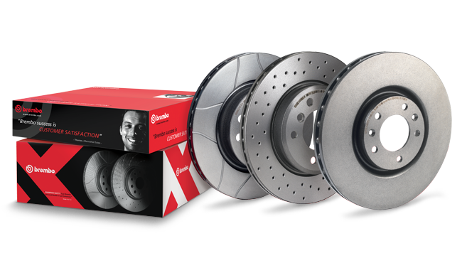Packaging of two boxes of Brembo Aftermarket discs 