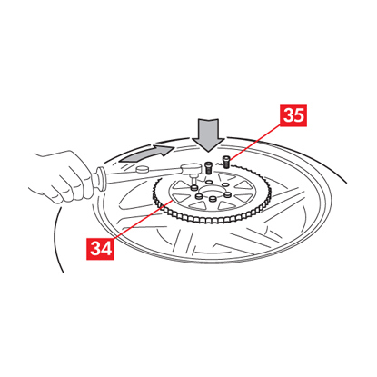 Кольцевая шестерня установлена обратно на колесо, для кольцевой шестерни вкручены установочные винты.