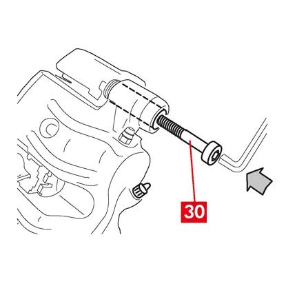Eine neue Schraube (Punkt 30) eindrehen und anziehen, falls vorhanden.