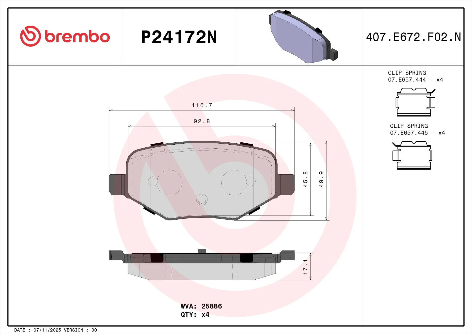 Brake pad Brembo P24172N