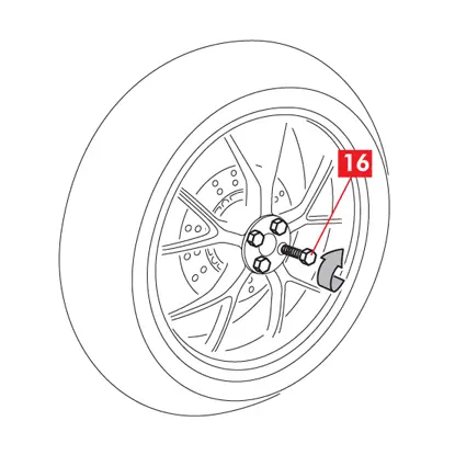•	اربط براغي التثبيت (النقطة 16) باستخدام عزم دوران الشد المحدد من الشركة المصنعة للمركبة. 