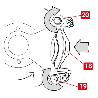 ضع كتيفة الكاليبر الجديد (النقطة 18) عن طريق إدخاله في القرص
