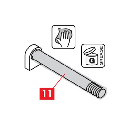 شحّم سطح الدبوس بشكل خفيف (النقطة 11) لتسهيل الإدخال