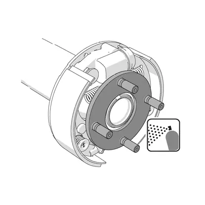 هـ) في حالة صرة العجلة المنفصلة، ضع طبقة رقيقة جدًا من منتج مقاوم للصدأ (وليس لصق) بالتساوي على الشفة