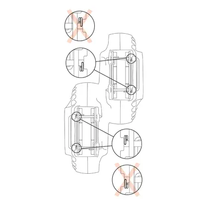 تأكد من أن الدبابيس المشقوقة مركّبة بأماكنها الصحيحة