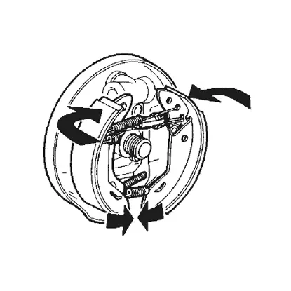 ضع المجموعة في مكانها عن طريق وضع أطراف فكوك الفرامل على أسطوانة العجلة ثم الدعامات على المحطة السفلية. 