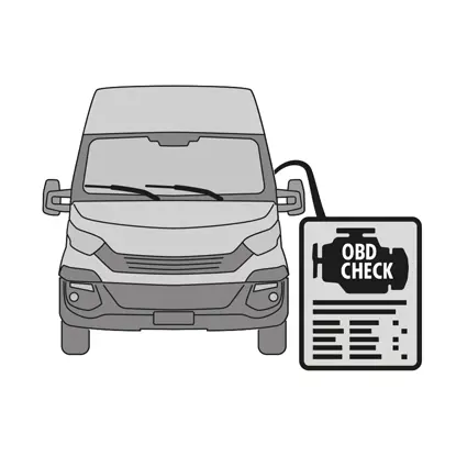 قم بتوصيل أداة التشخيص (On Board Diagnosis - OBD) بالمركبة وضَعها في إجراء وضع الصيانة كما هو موضح من قبل الشركة المصنعة للمركبة
