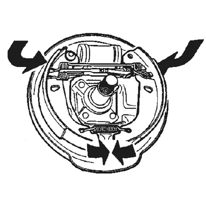 ضع أطراف فكوك الفرامل على أسطوانة العجلة ثم الدعامات على المحطة السفلية.