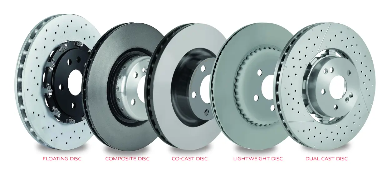Brembo brake discs: floating, studded, co-cast, lightweight and dual cast