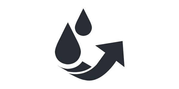 Ikona označující charakteristiku disperze vody a rozptylu plynů u kotoučů Brembo