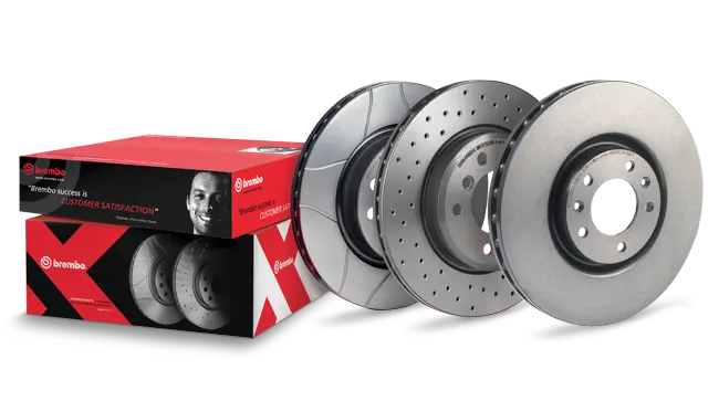 Balení obsahující dvě krabice kotoučů Brembo Aftermarket 