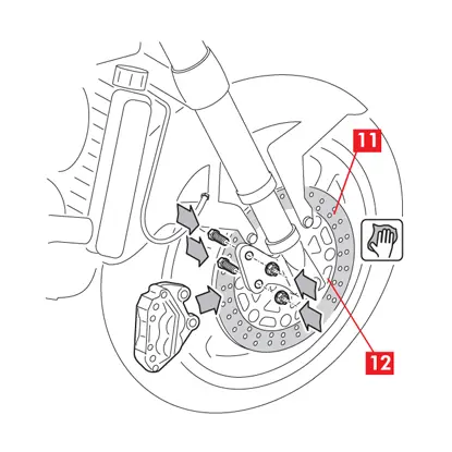 The braking surface of the disc is cleaned with a degreasing product.