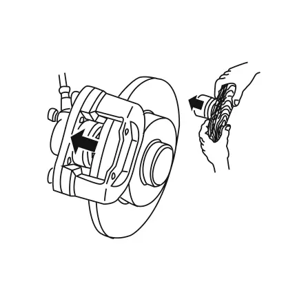 2. Remove the pads and pull back the piston(s). Use the dedicated tool!