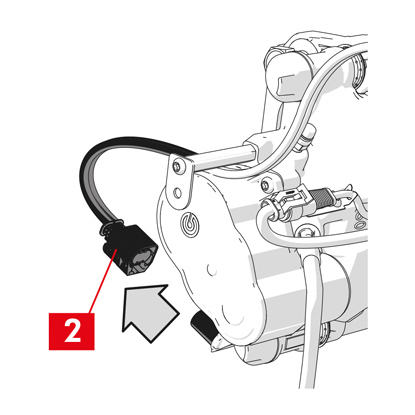 Trennen Sie das Stromkabel (Punkt 2) vom Getriebemotor.  ZUR BEACHTUNG! Der Steckverbinder kann mit einer Sicherheitsverriegelung versehen werden