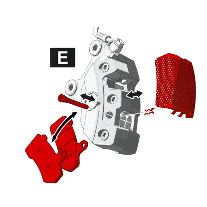 E (Ausbau der seitlichen Beläge).