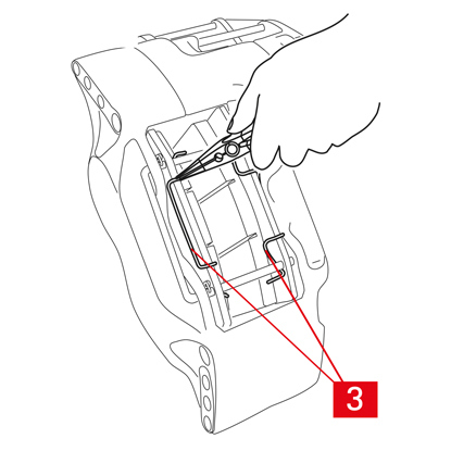 3. Beim Bremssattel mit Doppelscheibe entfernen Sie die Federn (Punkt 3) mit Hilfe einer Zange.