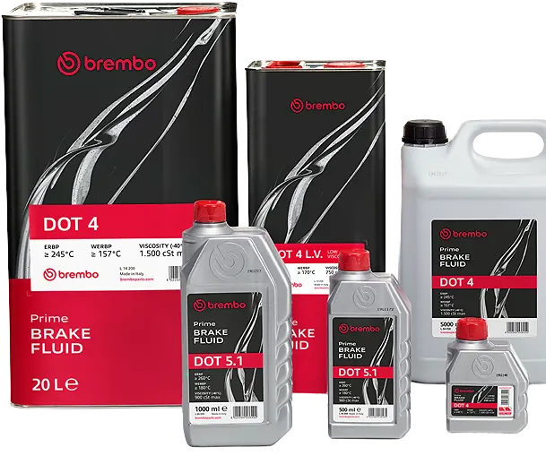 Packs of various formats of Brembo brake fluid