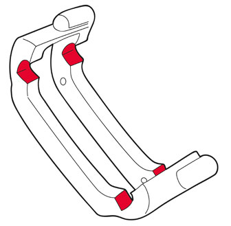 Illustration with an indication of the areas in which to apply Brembo B-Quiet lubricant
