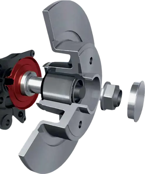 Exploded diagram of the disc with built-in bearing