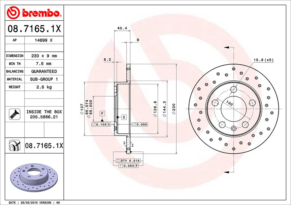 Brake disc Brembo 08.7165.1X