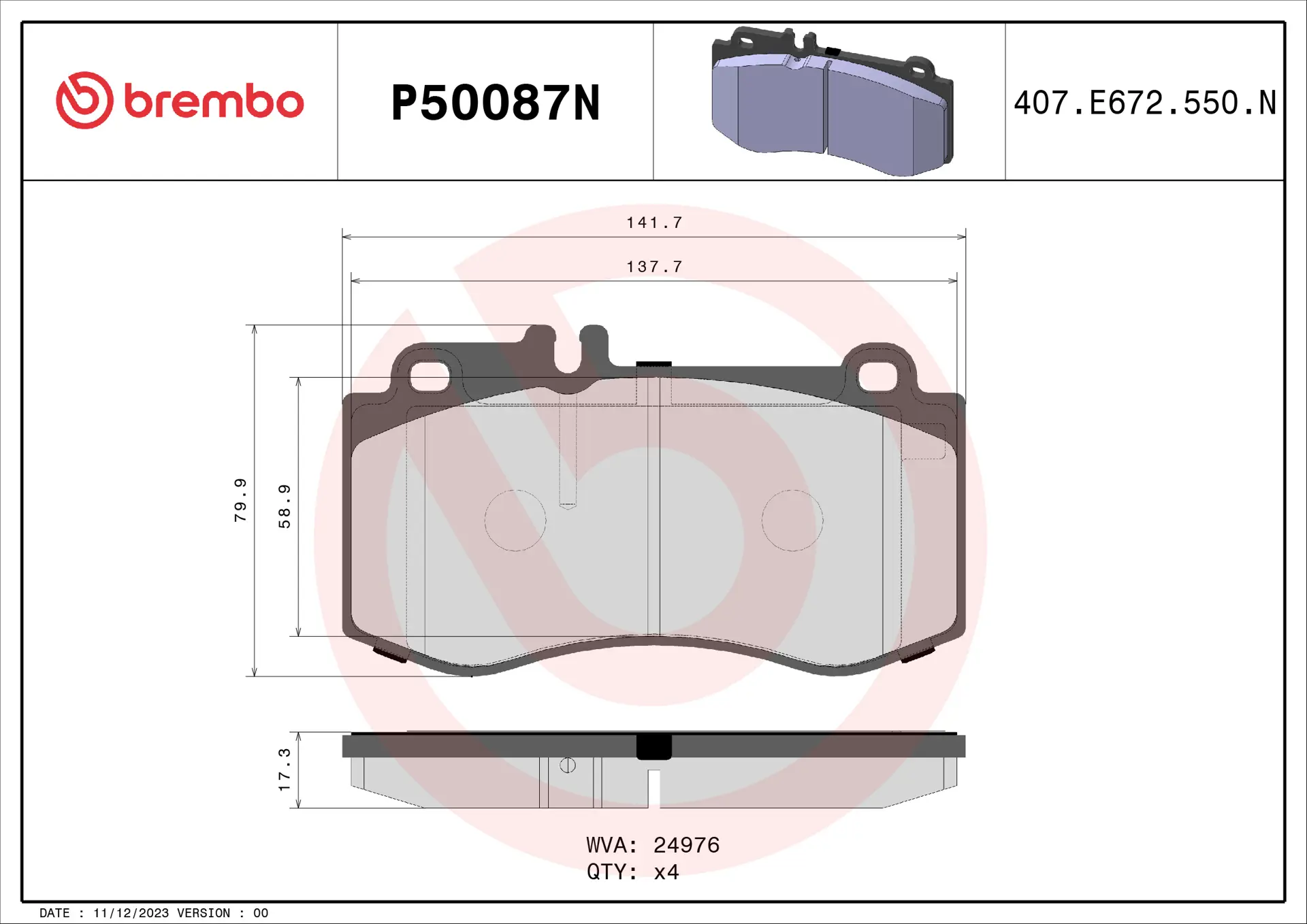 Brembo P50062N Disc Brake Pad, Brake Parts, Brake Pads - Canada