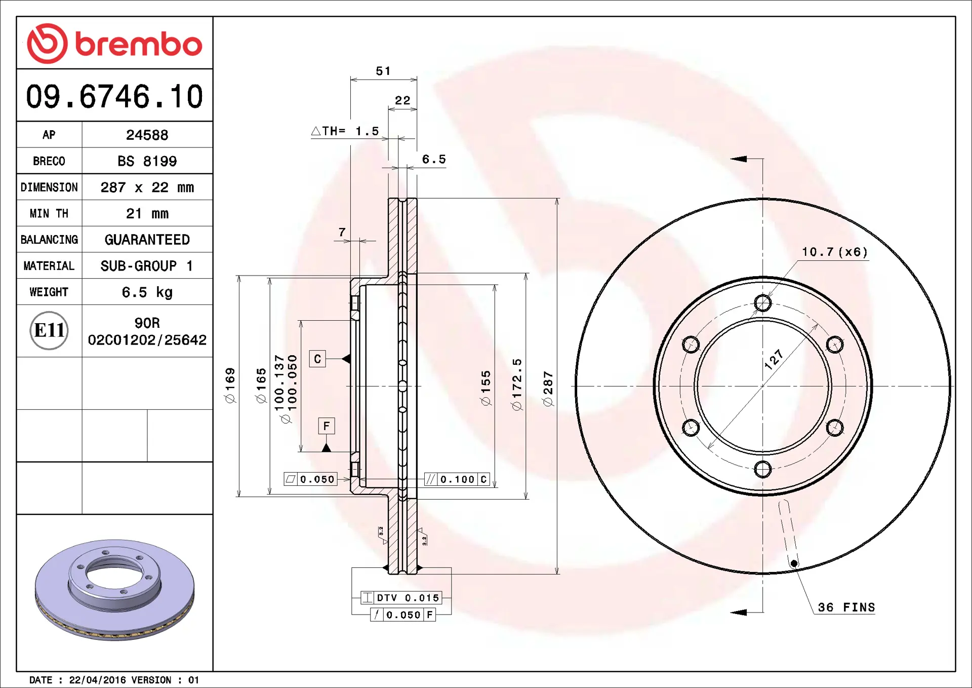 Brake disc Brembo 09.6746.10