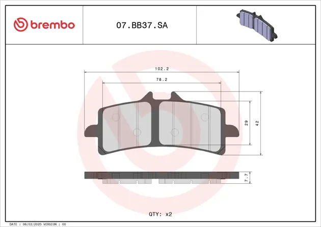 Brembo 07BB37SA Brake Pad Set For Motorcycles – Front & Rear, Made In Italy
