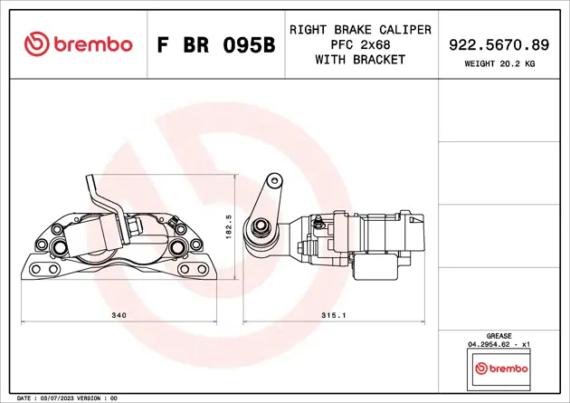 BREMBO F 85 241 Pinze Freni E Accessori Per Veicoli