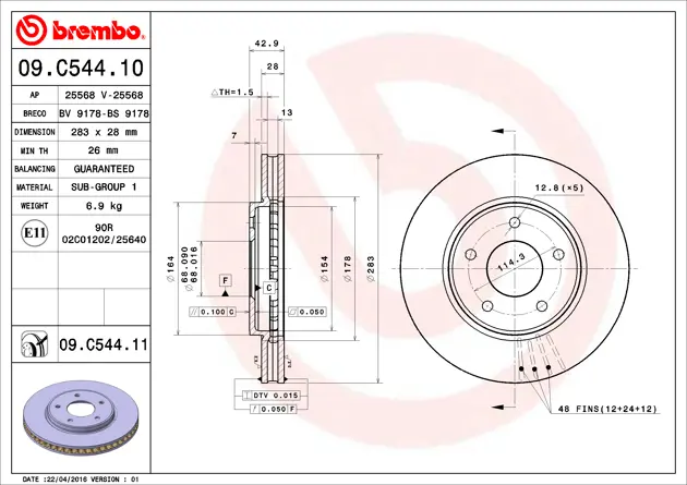 Brembo 09.C064.11 Disco freno