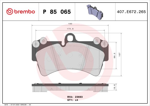 Disc Brake Pad Set-Premium NAO Ceramic OE Equivalent Pad Front Brembo P85065N
