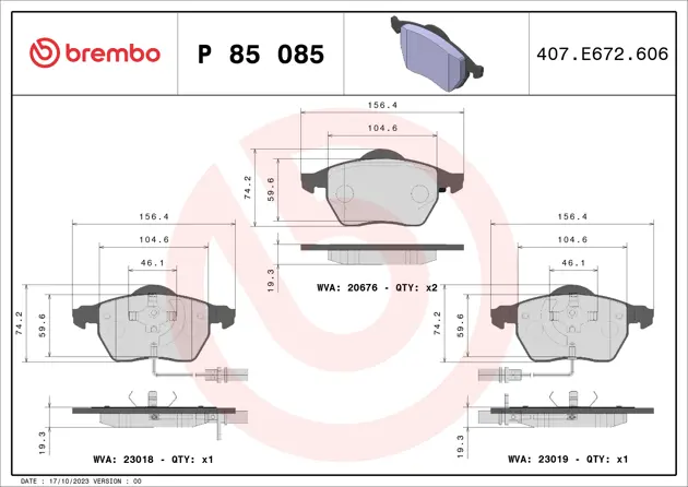 Brake Pad Set, Disc Brake BREMBO P 85 099X | Australia - View #7