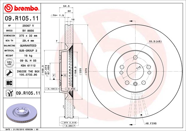 Brake disc Brembo 09.R105.11