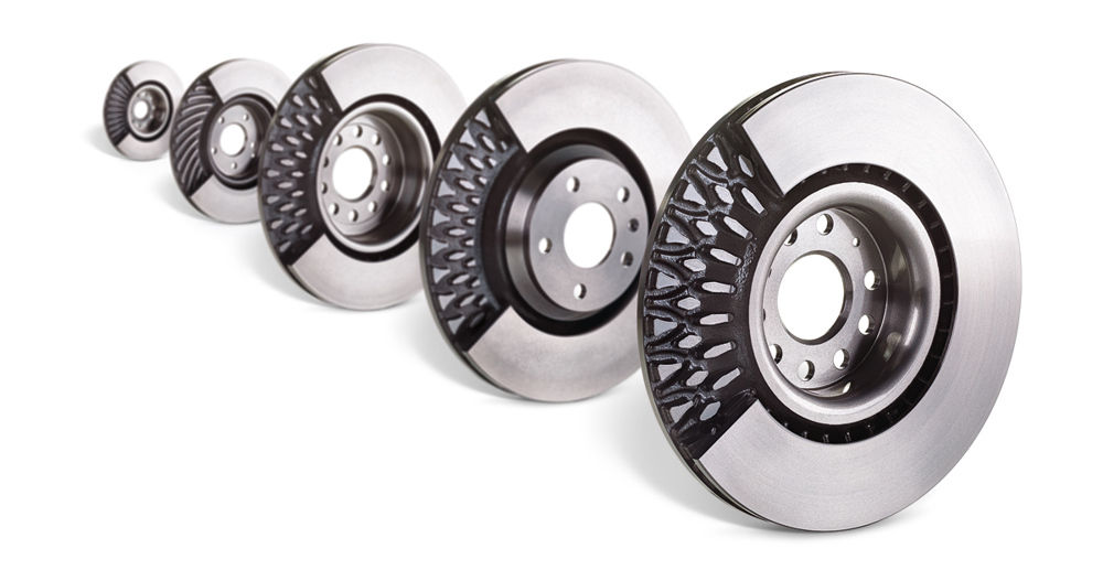 Brake discs with vane ventilation system compared with brake discs with pillar ventilation system