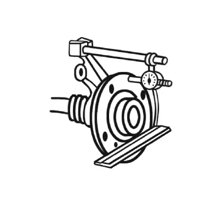 11.&nbsp;If the runout measurement is unacceptable, measure the runout of the wheel hub mounting face; if necessary, replace the hub and refit the disc.