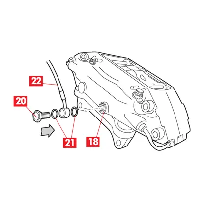 A washer is put on the screw. The whole is inserted on another copper washer and screwed to the feed hole.