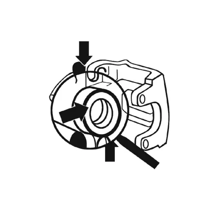 12. Refit the caliper to its mount; in the case of a floating caliper, check for smooth sliding action of the body on the guides.