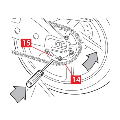 A shim is placed between the chain and the sprocket.