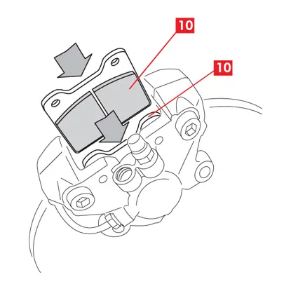 The pads are inserted into the new caliper.