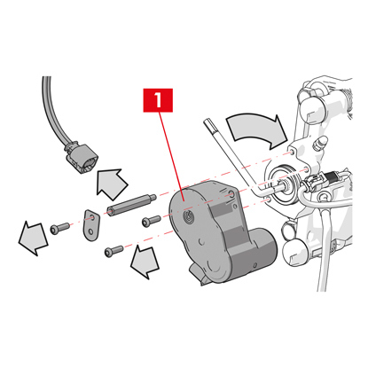 AVERTISSEMENT ! En cas d’anomalie électrique, démonter le motoréducteur (comme indiqué au point 1) et reculer le piston en tournant la vis torx dans le sens des aiguilles d'une montre à l’aide d’une clé adéquate.