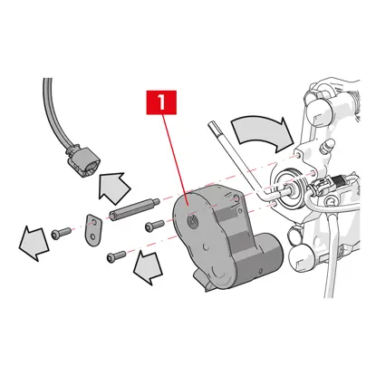 AVERTISSEMENT ! En cas d’anomalie électrique, démonter le motoréducteur (comme indiqué au point 1) et reculer le piston en tournant la vis torx dans le sens des aiguilles d'une montre à l’aide d’une clé adéquate.