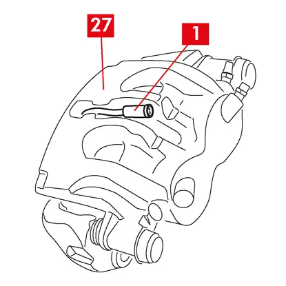 Pour les étriers de type B - dans le corps d’étrier (point 27).