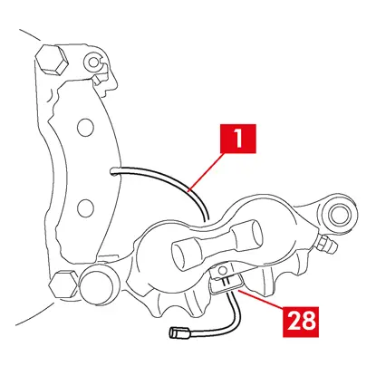 Pour les étriers de type A - dans le ressort (point 28). 