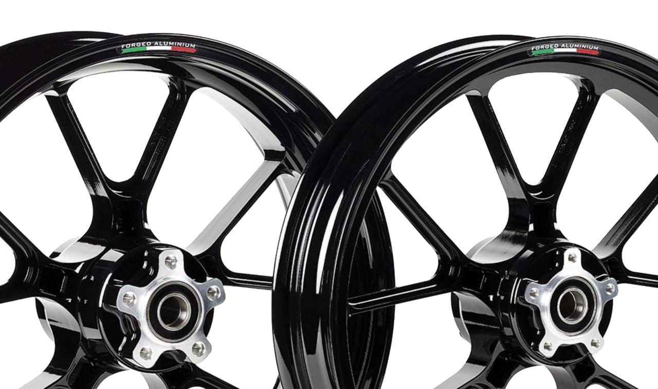 10 küllős Marchesini M10RC Kompe fekete motorkerékpár keréktárcsák