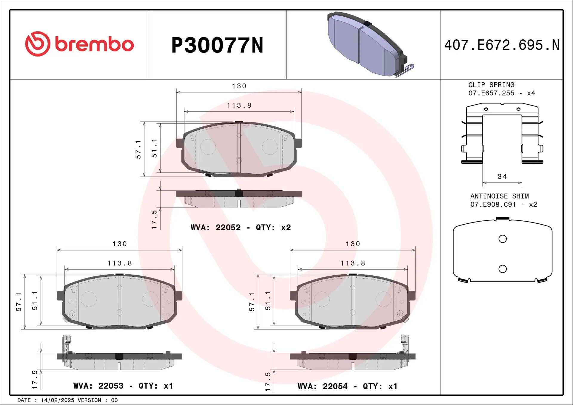 Pastiglie Freno Brembo P 59 020 - Anteriori, Con Indicatore Usura, Per Sistema Akebono