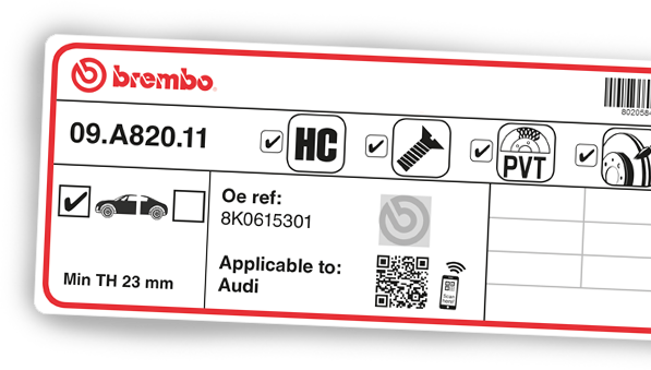 Etichetta del prodotto contenente: QR Code univoco, ologramma di verifica e marcatura di prodotto