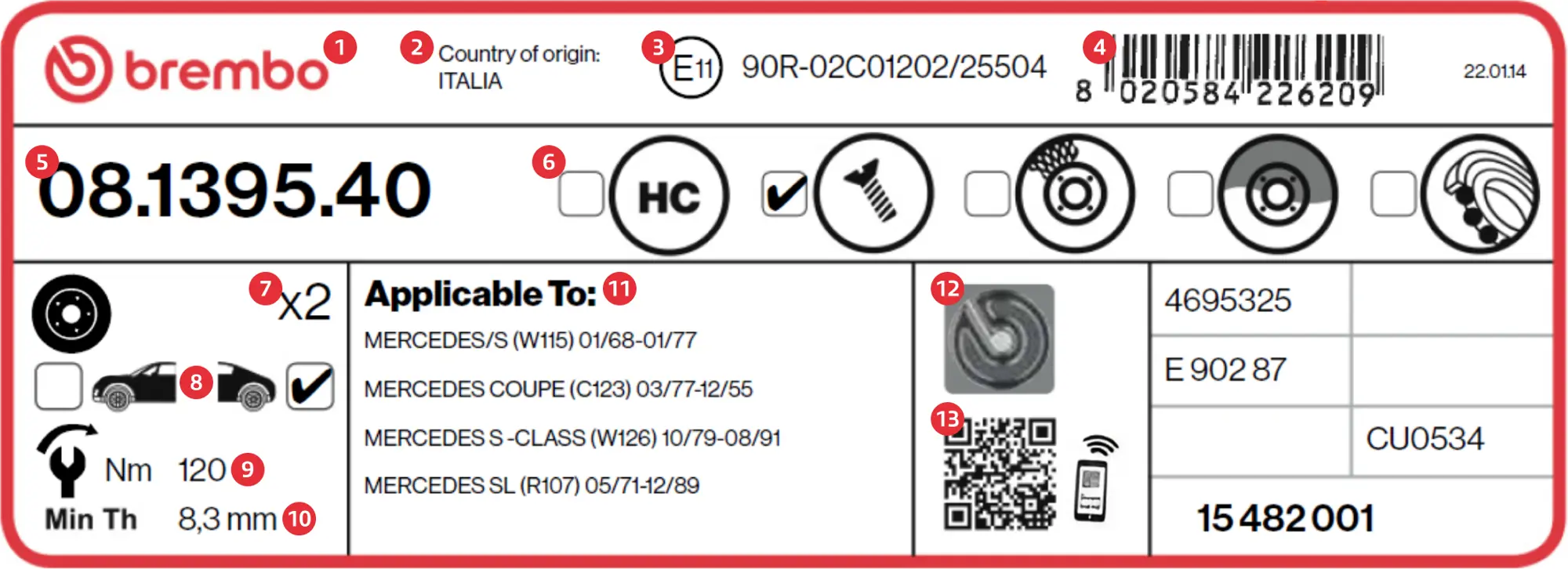 Label produk Brembo