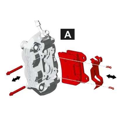 Vaste remklauw, type A (verwijdering van zijdelingse remblokken).
