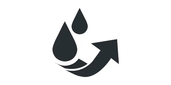 Pictogram dat duidt op de kenmerken voor afvoer van het water en gasdissipatie van de Brembo-remschijven