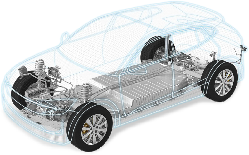 Ilustracja układu hamulcowego samochodu z napędem elektrycznym